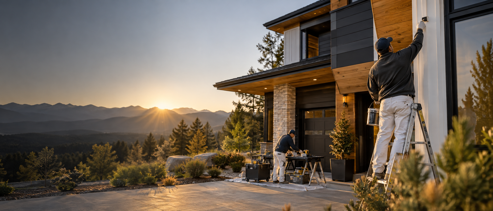 Professional crew improving the exterior of a Colorado home